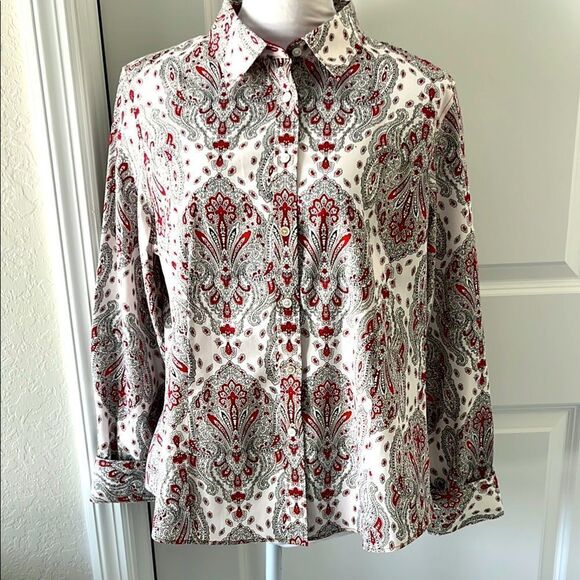 Talbots Black Label Button Down Paisley  NWOT Wrinkle Resistant Sz 16P - Picture 1 of 10
